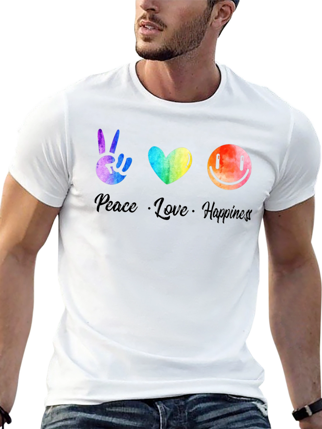 Peace Love Happiness Graphic T-Shirt