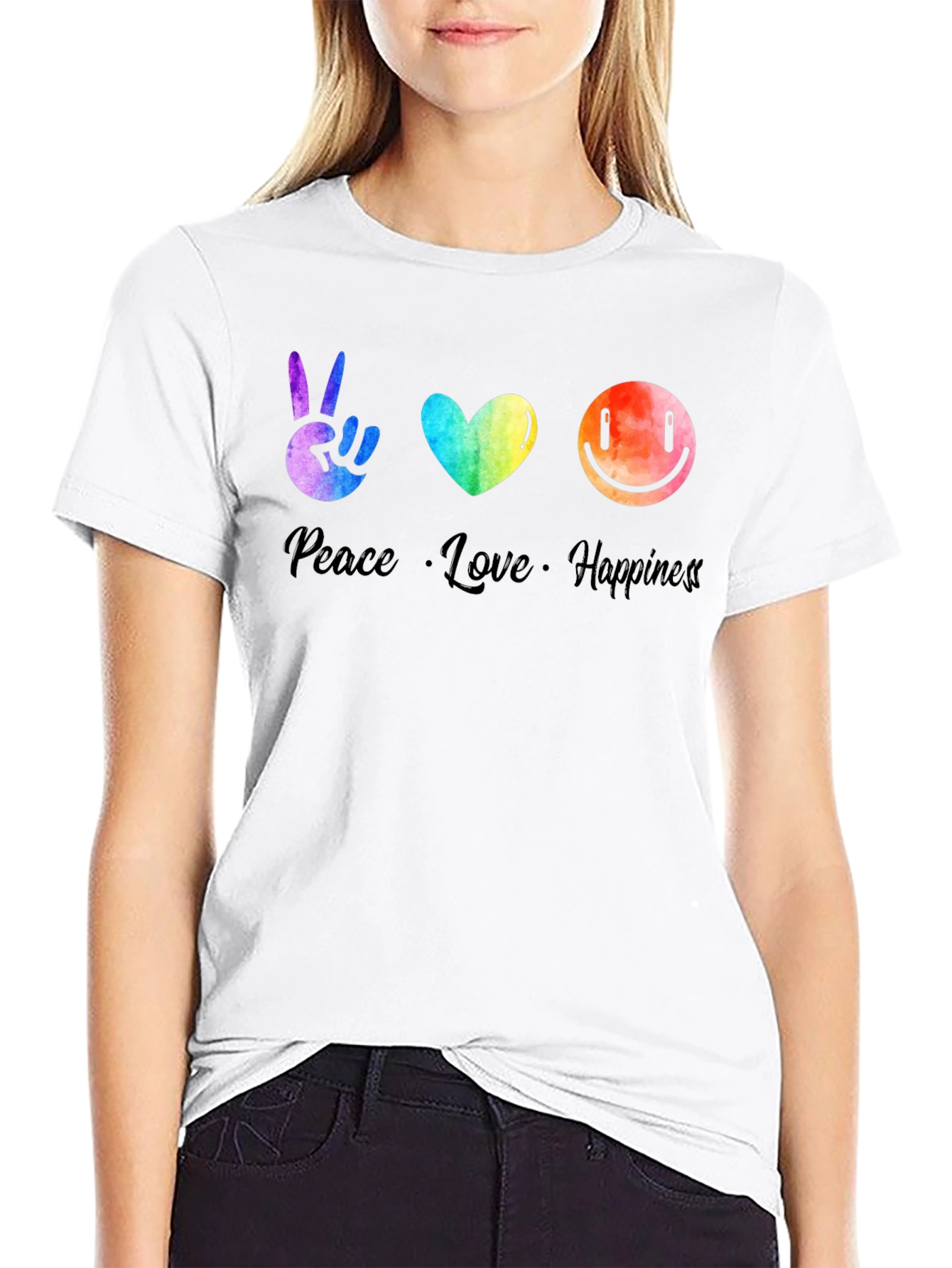 Peace Love Happiness Graphic T-Shirt
