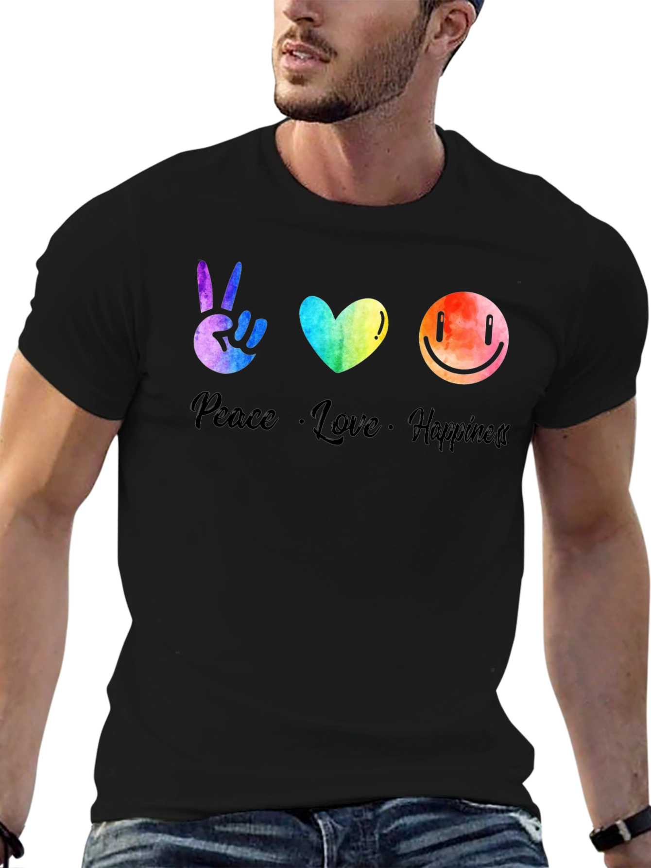 Peace Love Happiness Graphic T-Shirt