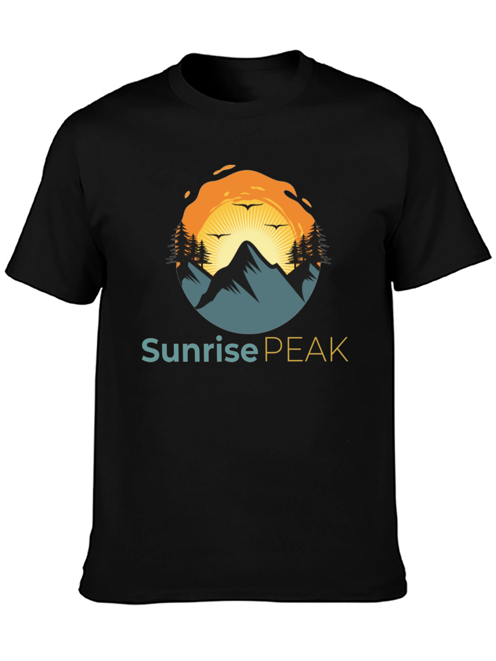 Sunrise Peak Black T-Shirt: Nature Inspired Graphic Tee