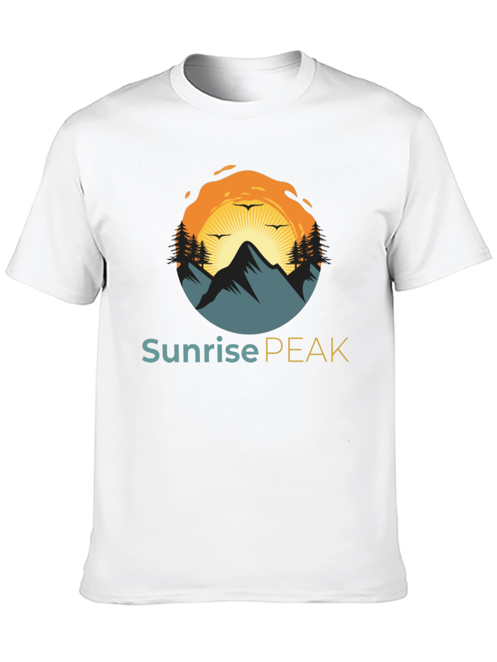 Sunrise Peak Black T-Shirt: Nature Inspired Graphic Tee