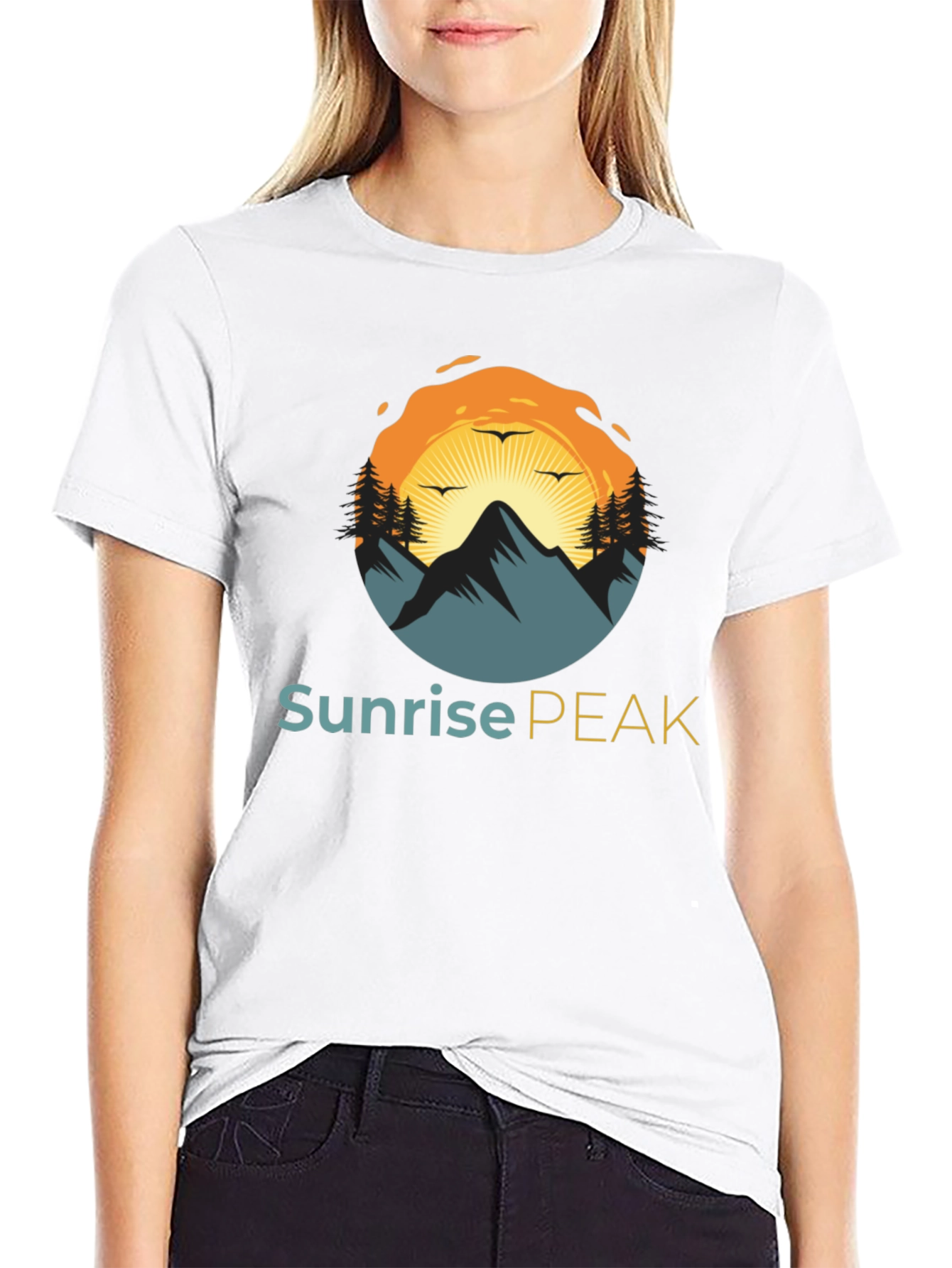 Sunrise Peak Black T-Shirt: Nature Inspired Graphic Tee