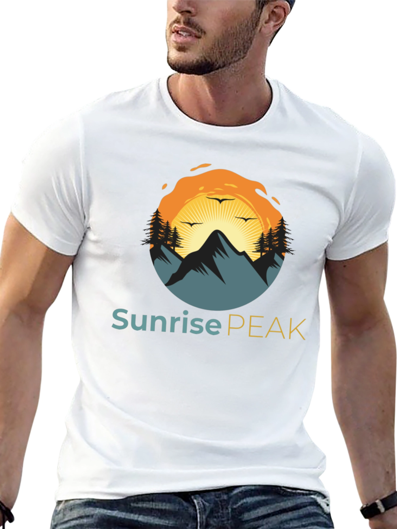 Sunrise Peak Black T-Shirt: Nature Inspired Graphic Tee