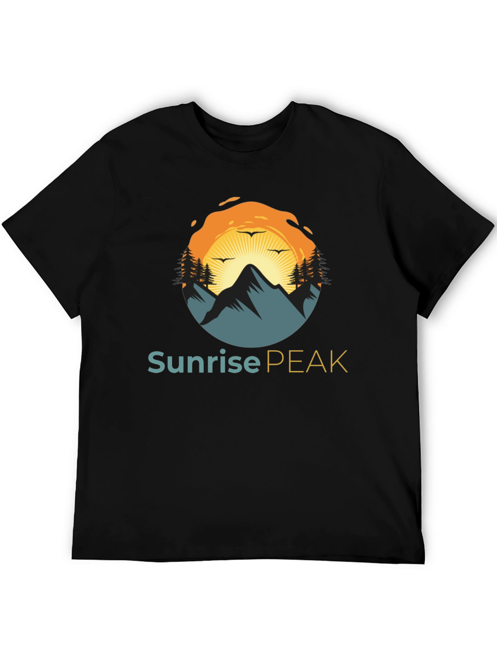 Sunrise Peak Black T-Shirt: Nature Inspired Graphic Tee