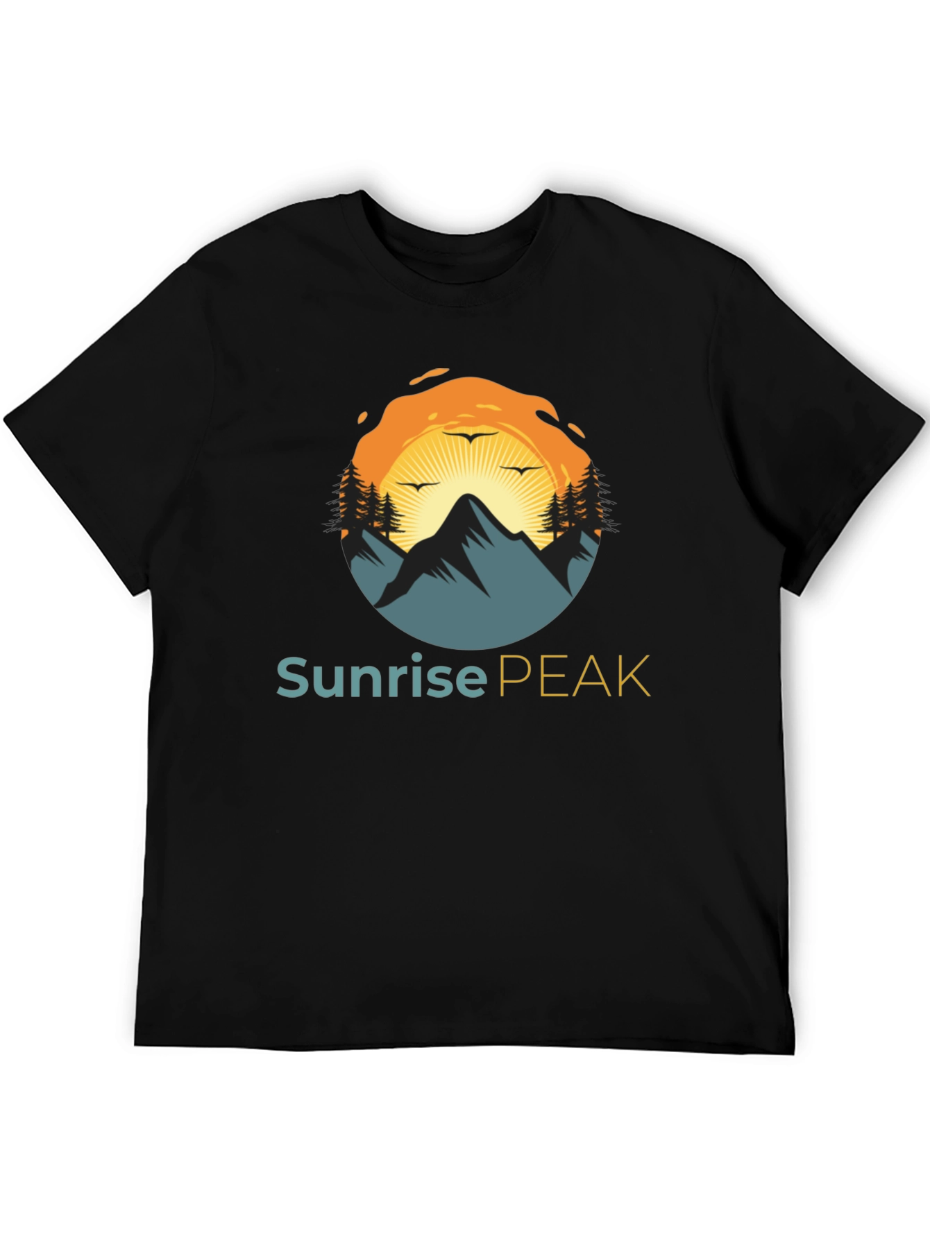 Sunrise Peak Black T-Shirt: Nature Inspired Graphic Tee