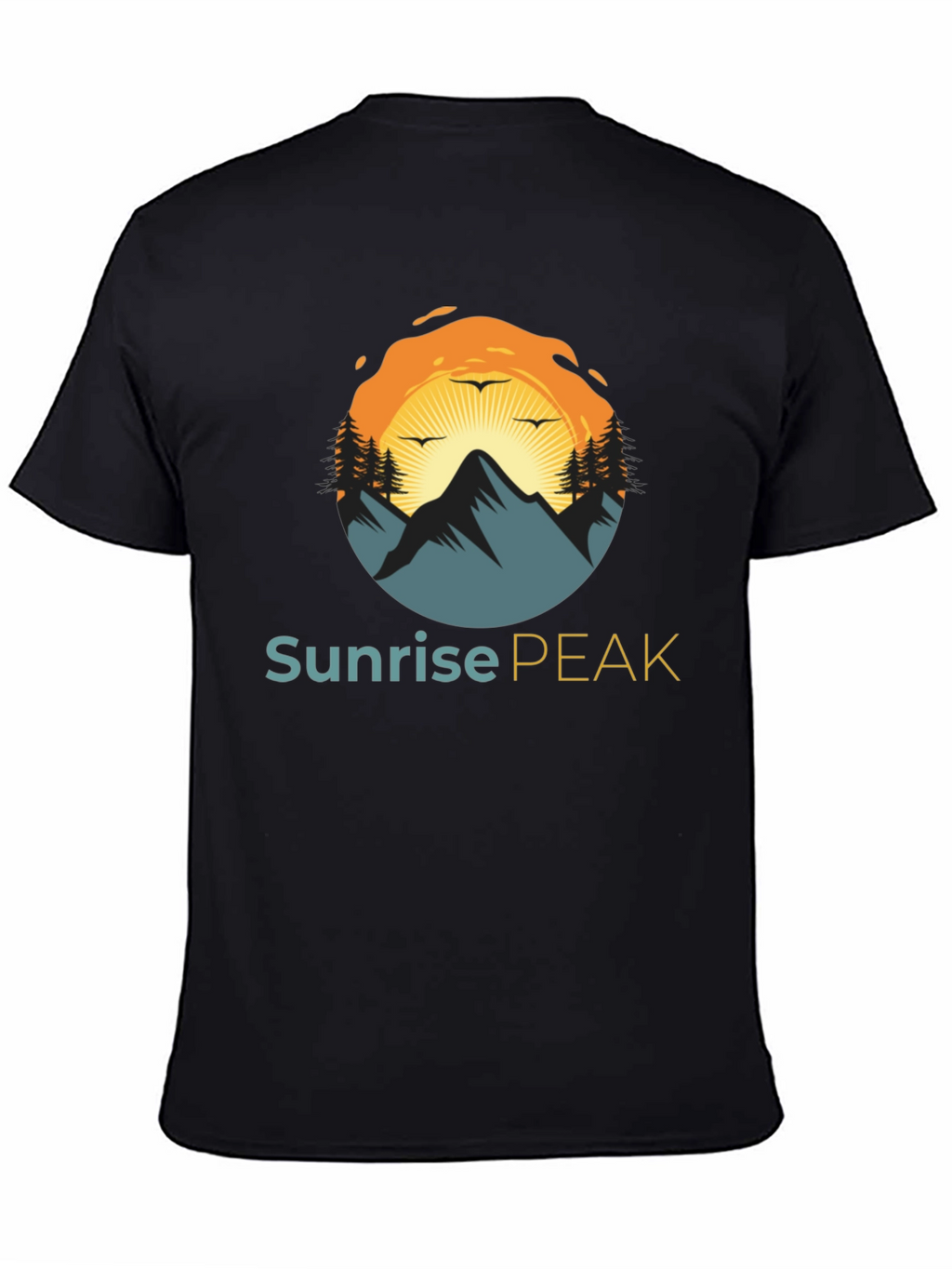Sunrise Peak Black T-Shirt: Nature Inspired Graphic Tee