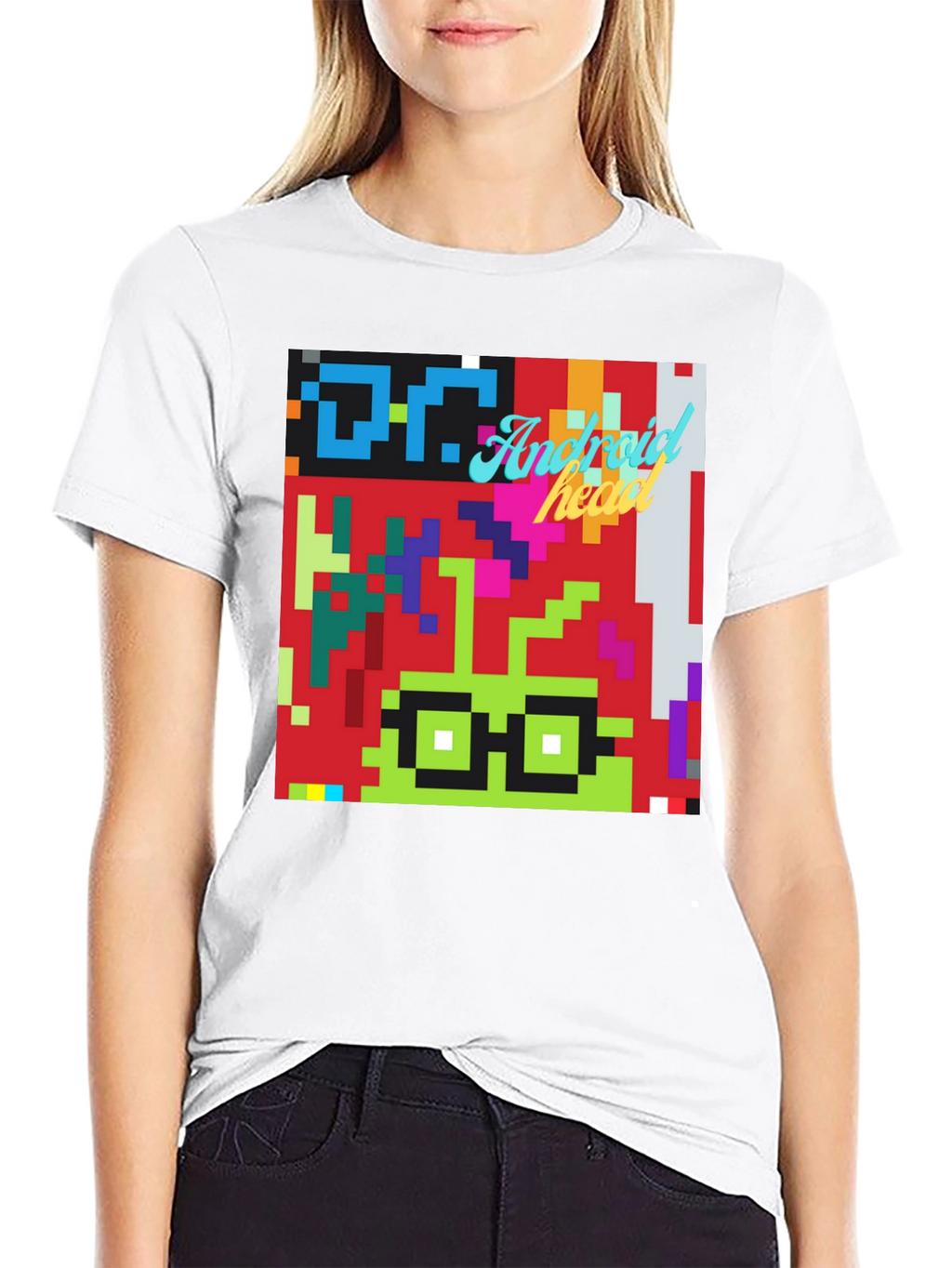 Pixel Art Android Nerd T-Shirt - Retro Style