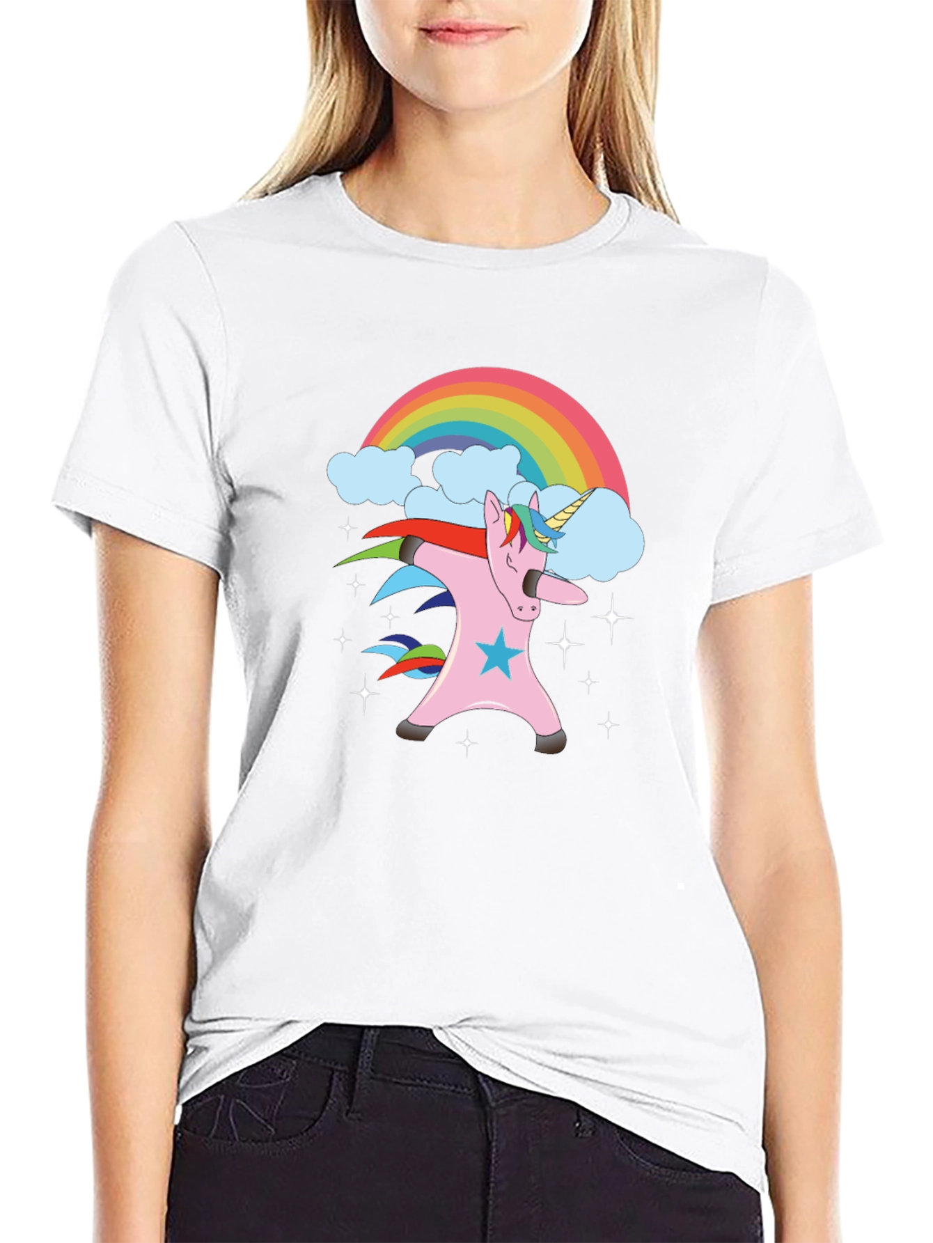 Dabbing Unicorn Rainbow Graphic Tee