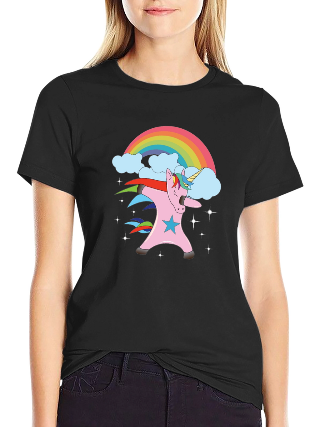 Dabbing Unicorn Rainbow Graphic Tee