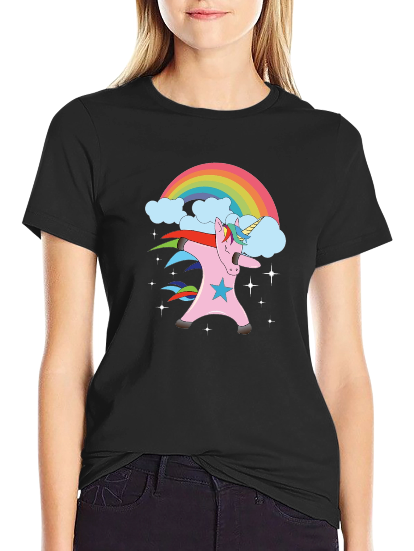 Dabbing Unicorn Rainbow Graphic Tee