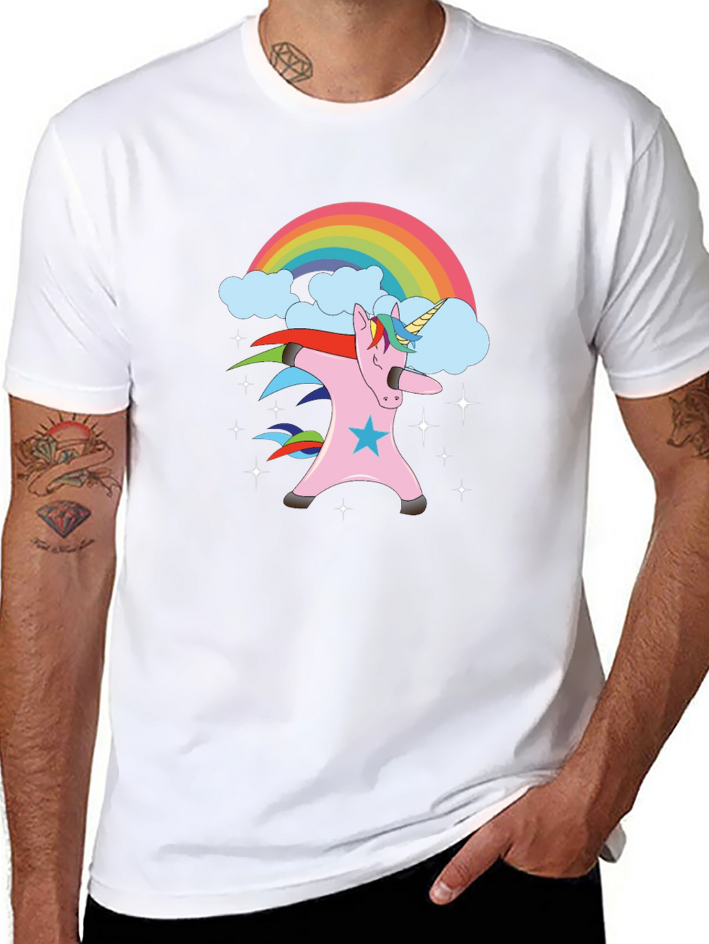 Dabbing Unicorn Rainbow Graphic Tee