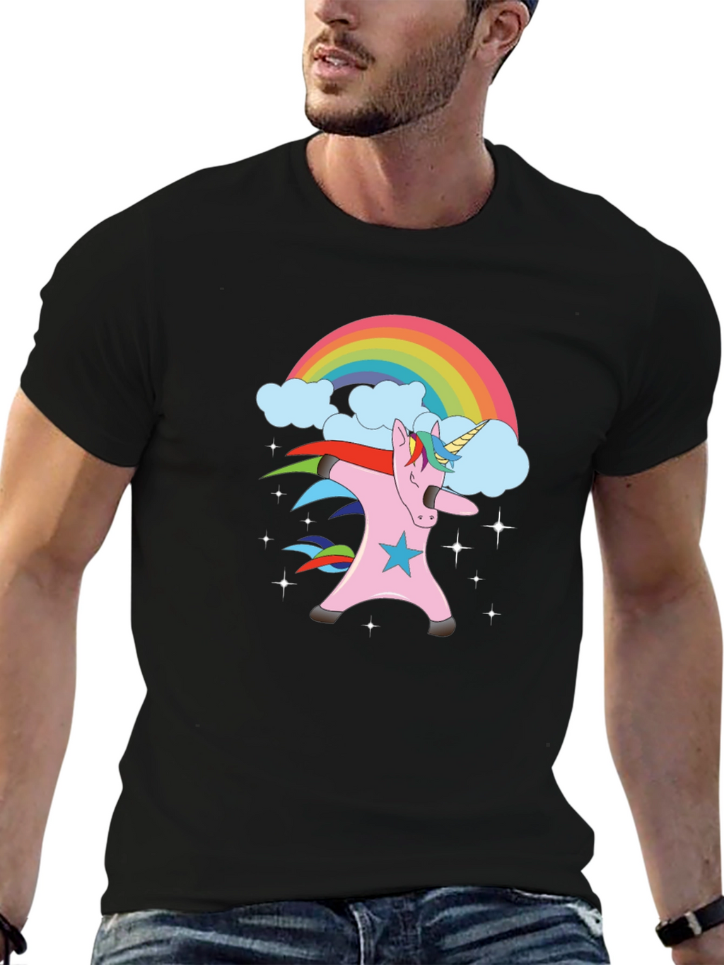 Dabbing Unicorn Rainbow Graphic Tee