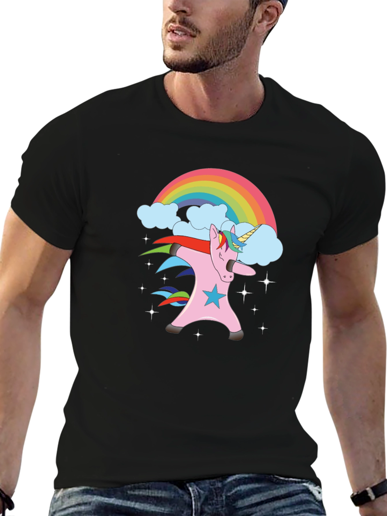 Dabbing Unicorn Rainbow Graphic Tee