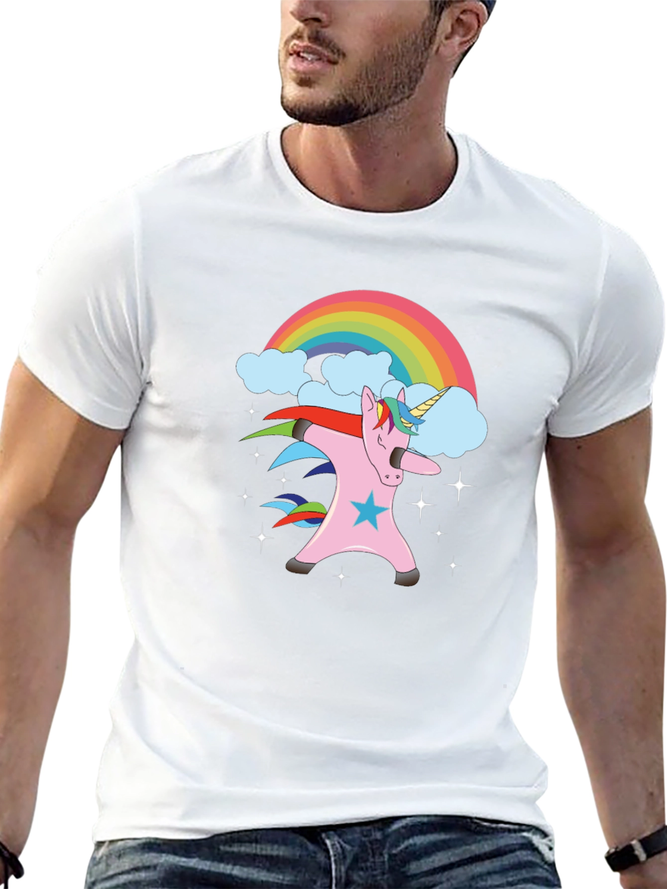 Dabbing Unicorn Rainbow Graphic Tee