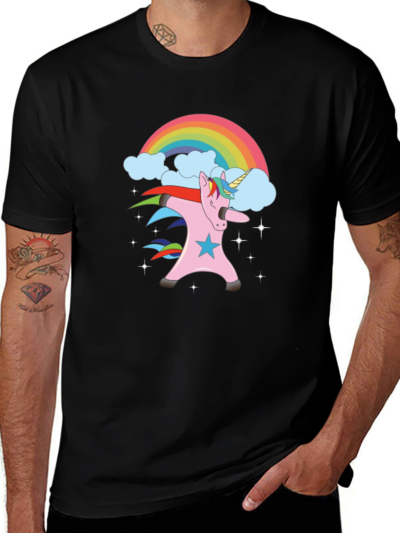 Dabbing Unicorn Rainbow Graphic Tee