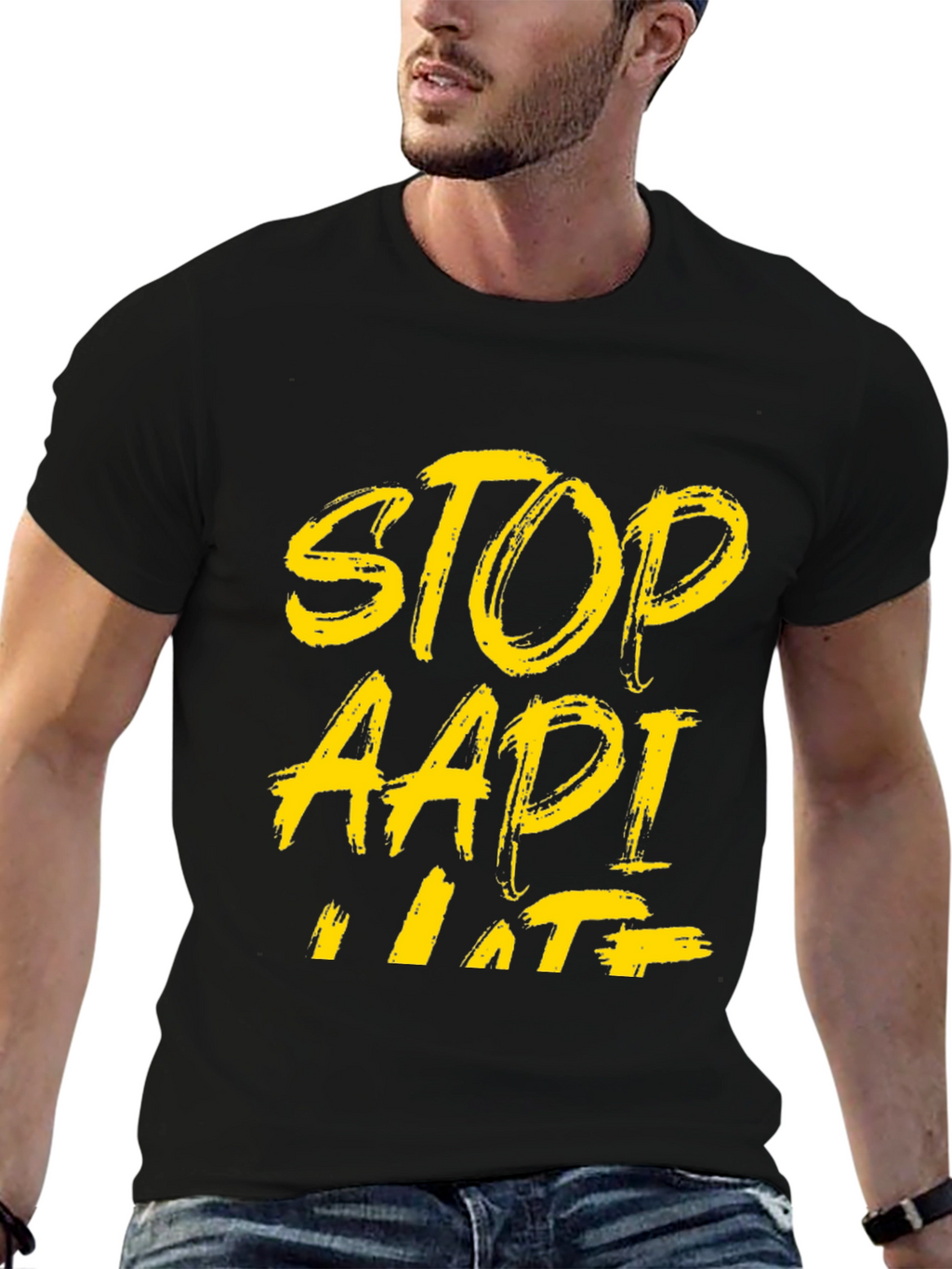 Stop AAPI Hate T-Shirt - Black Crew Neck Tee