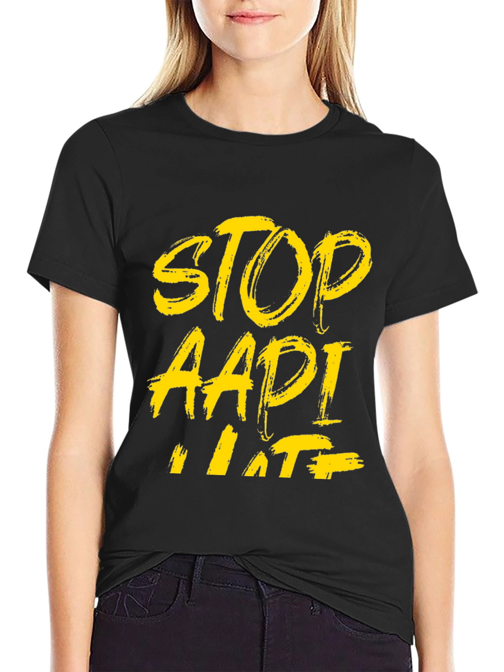 Stop AAPI Hate T-Shirt - Black Crew Neck Tee