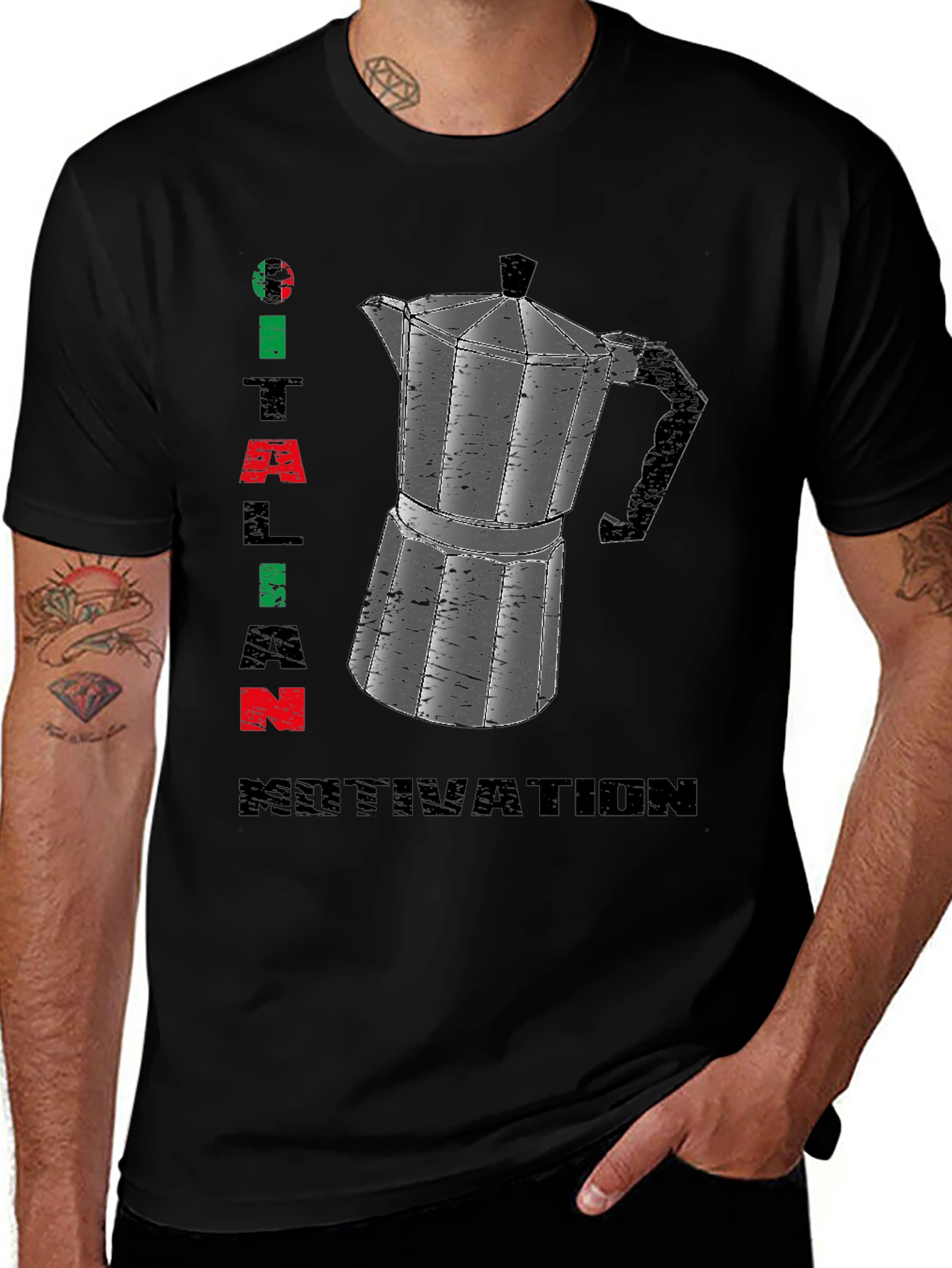 Italian Motivation T-Shirt - Espresso Coffee Maker Design