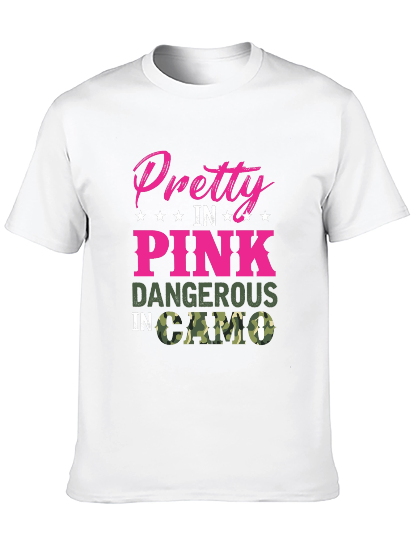 Pretty in Pink Dangerous in Camo Black T-Shirt