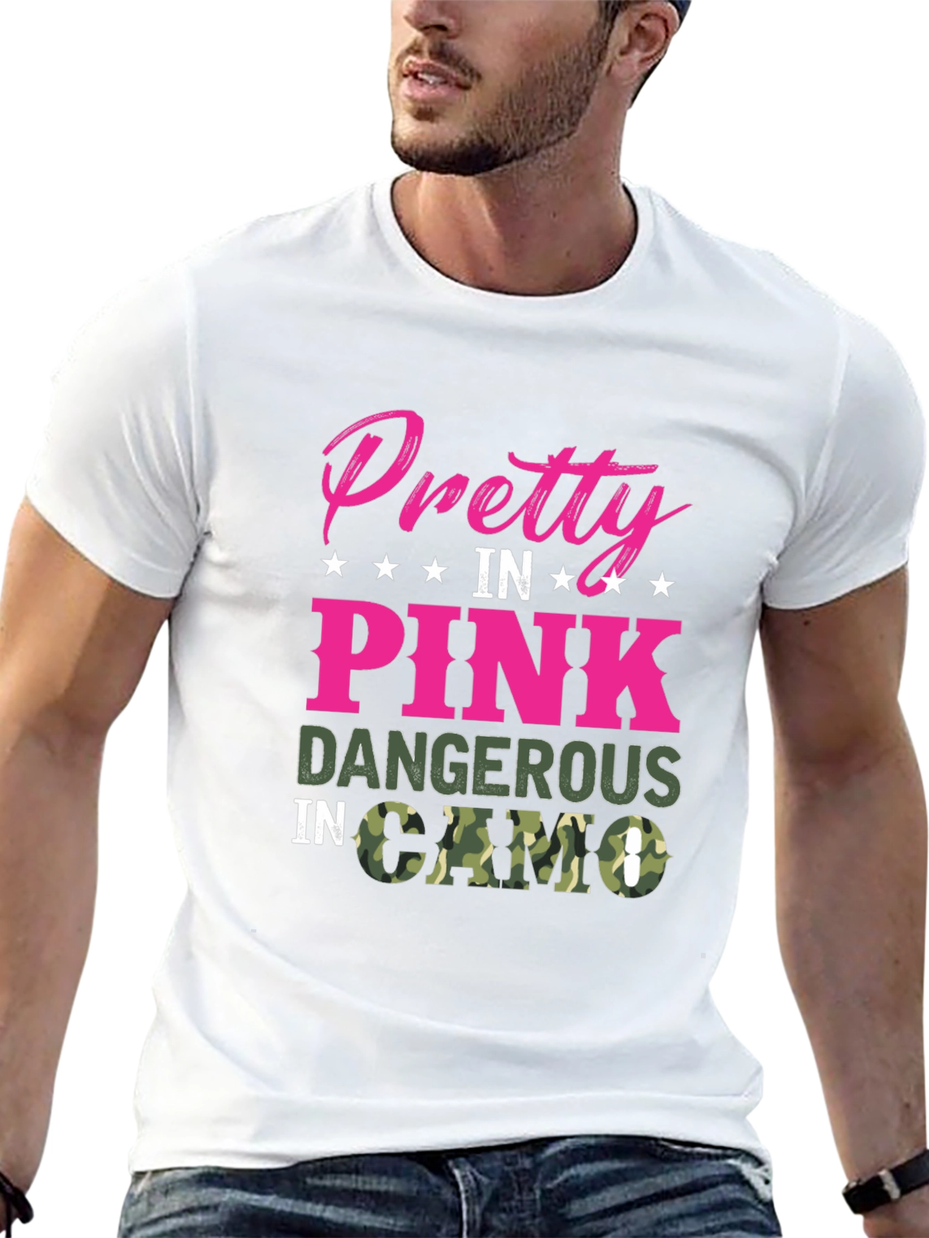 Pretty in Pink Dangerous in Camo Black T-Shirt