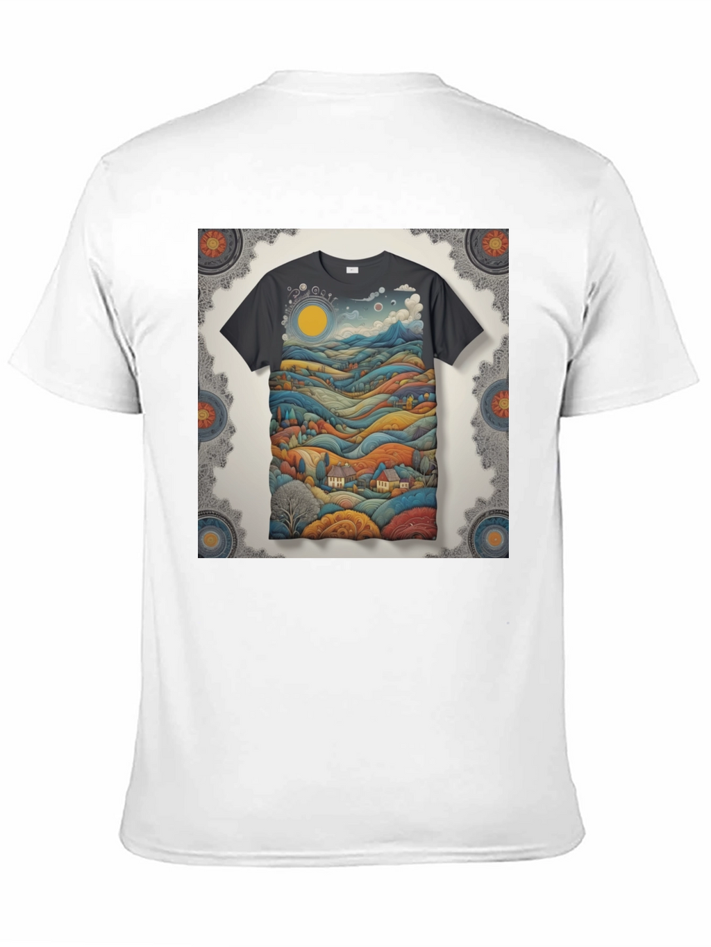 Scenic Landscape Graphic Tee - Black Cotton Blend