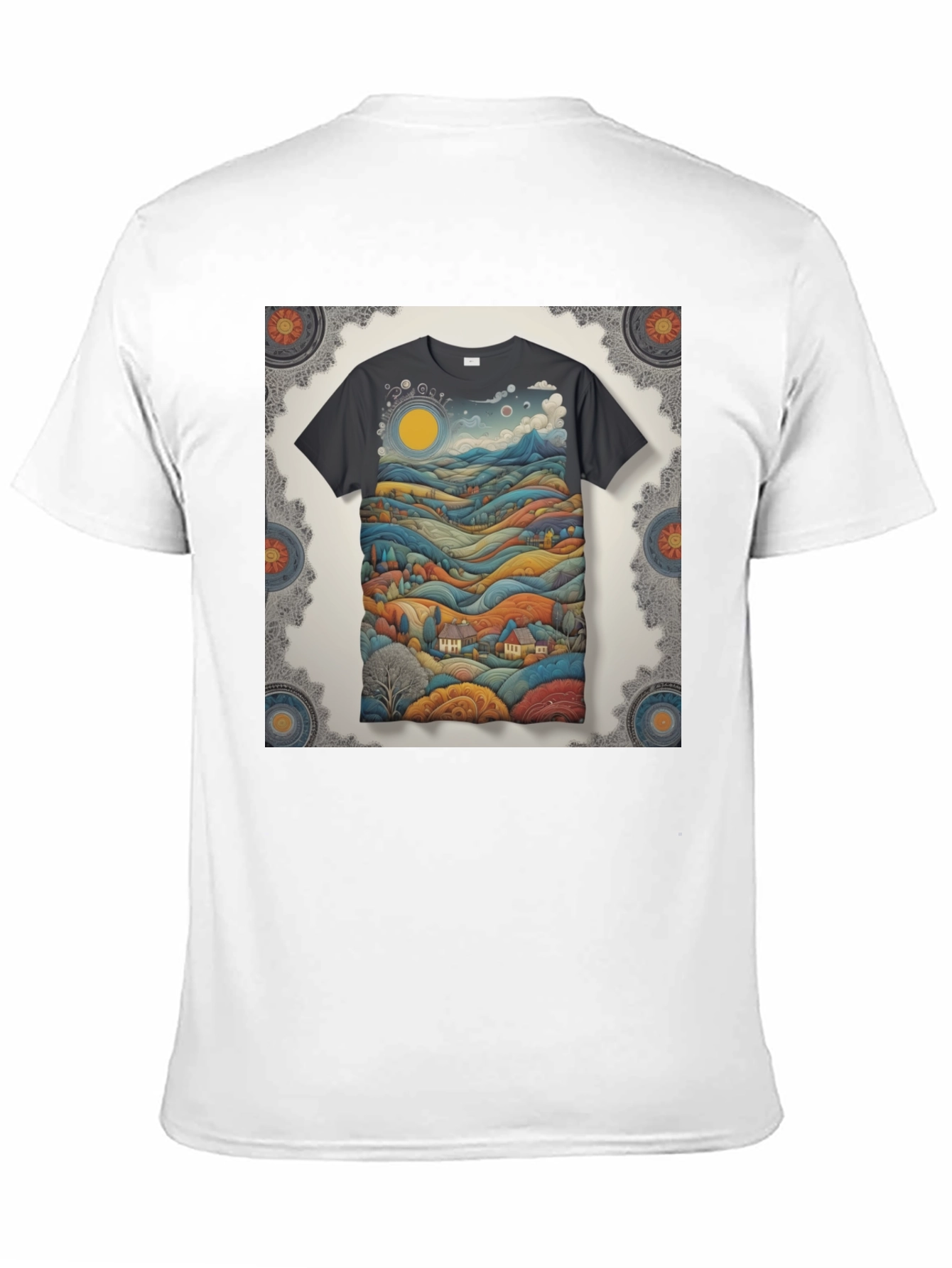 Scenic Landscape Graphic Tee - Black Cotton Blend