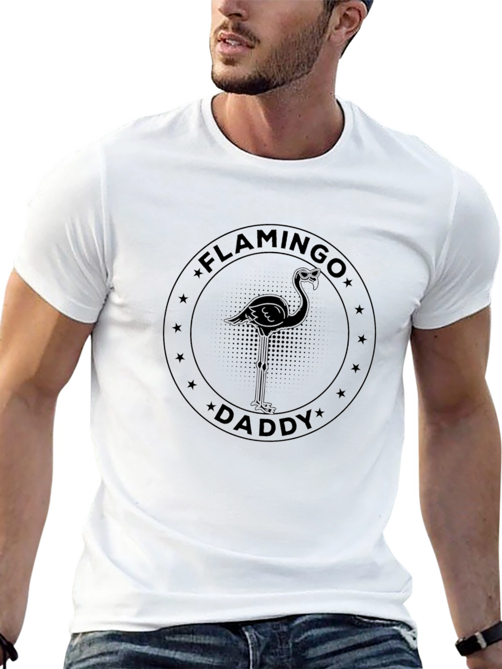 Flamingo Daddy Graphic Print T-Shirt