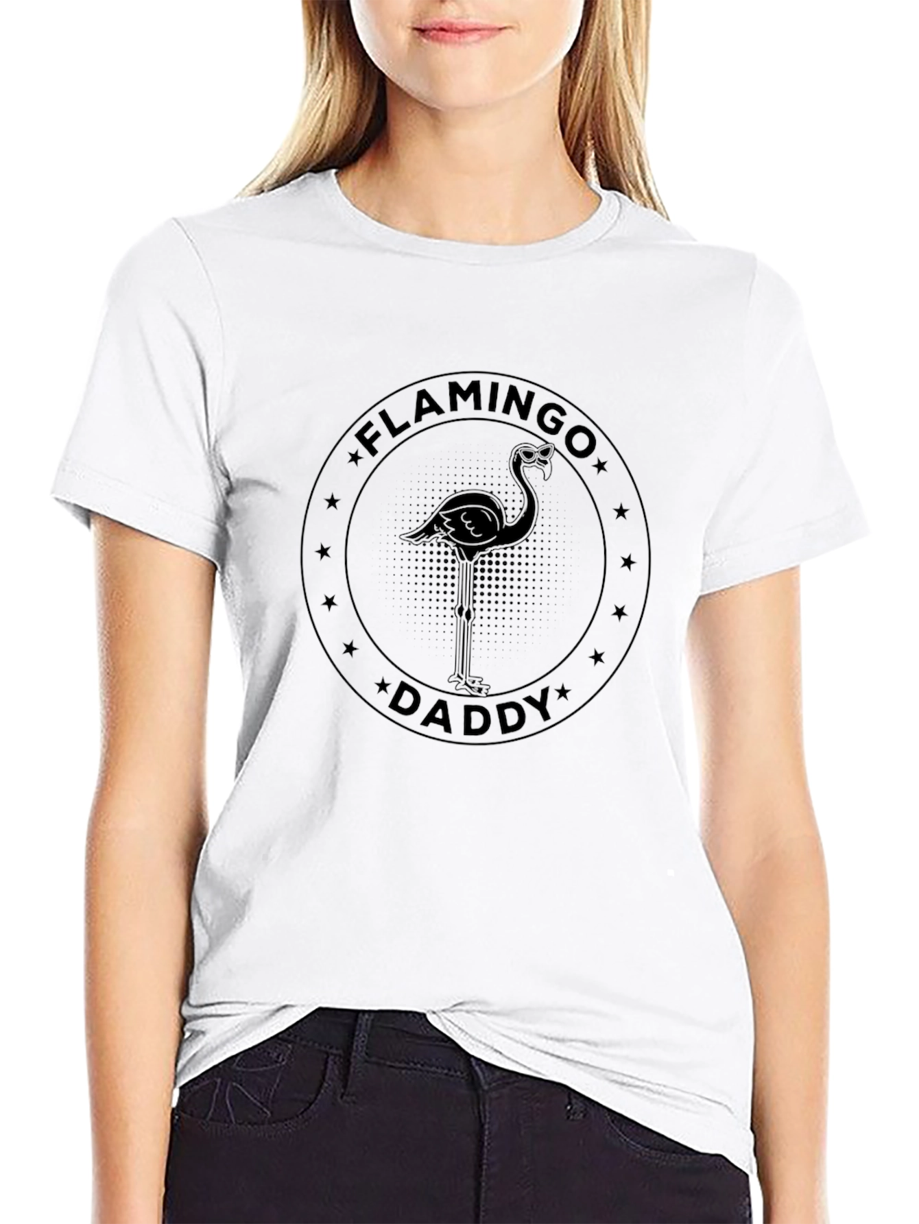 Flamingo Daddy Graphic Print T-Shirt