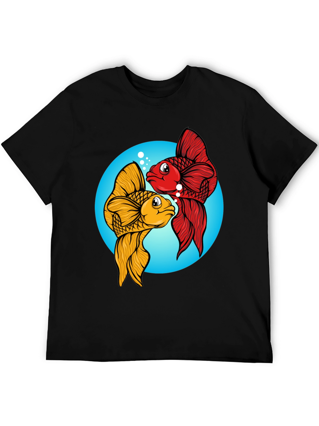 Koi Fish Graphic Tee - Black Cotton Blend