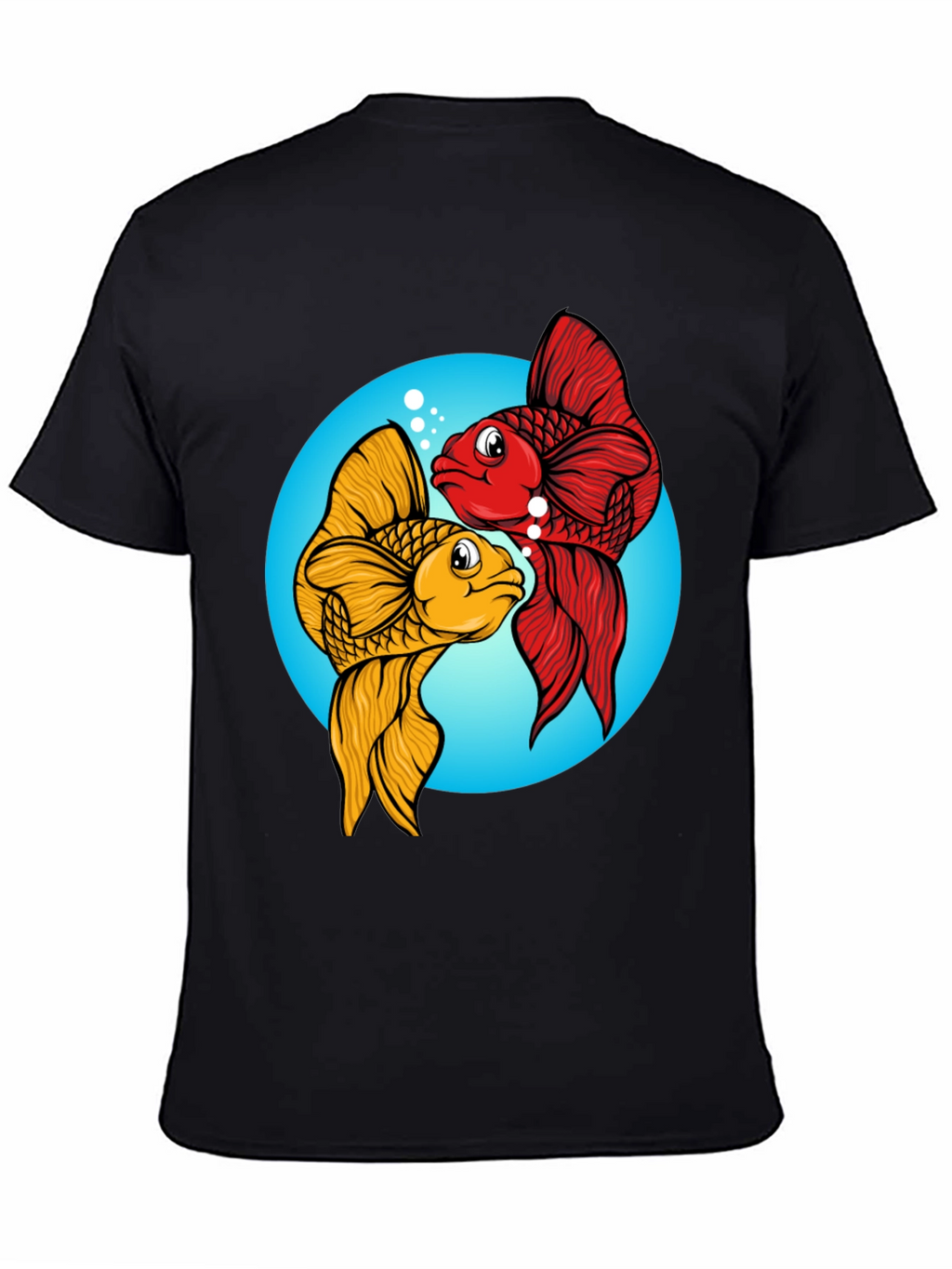 Koi Fish Graphic Tee - Black Cotton Blend