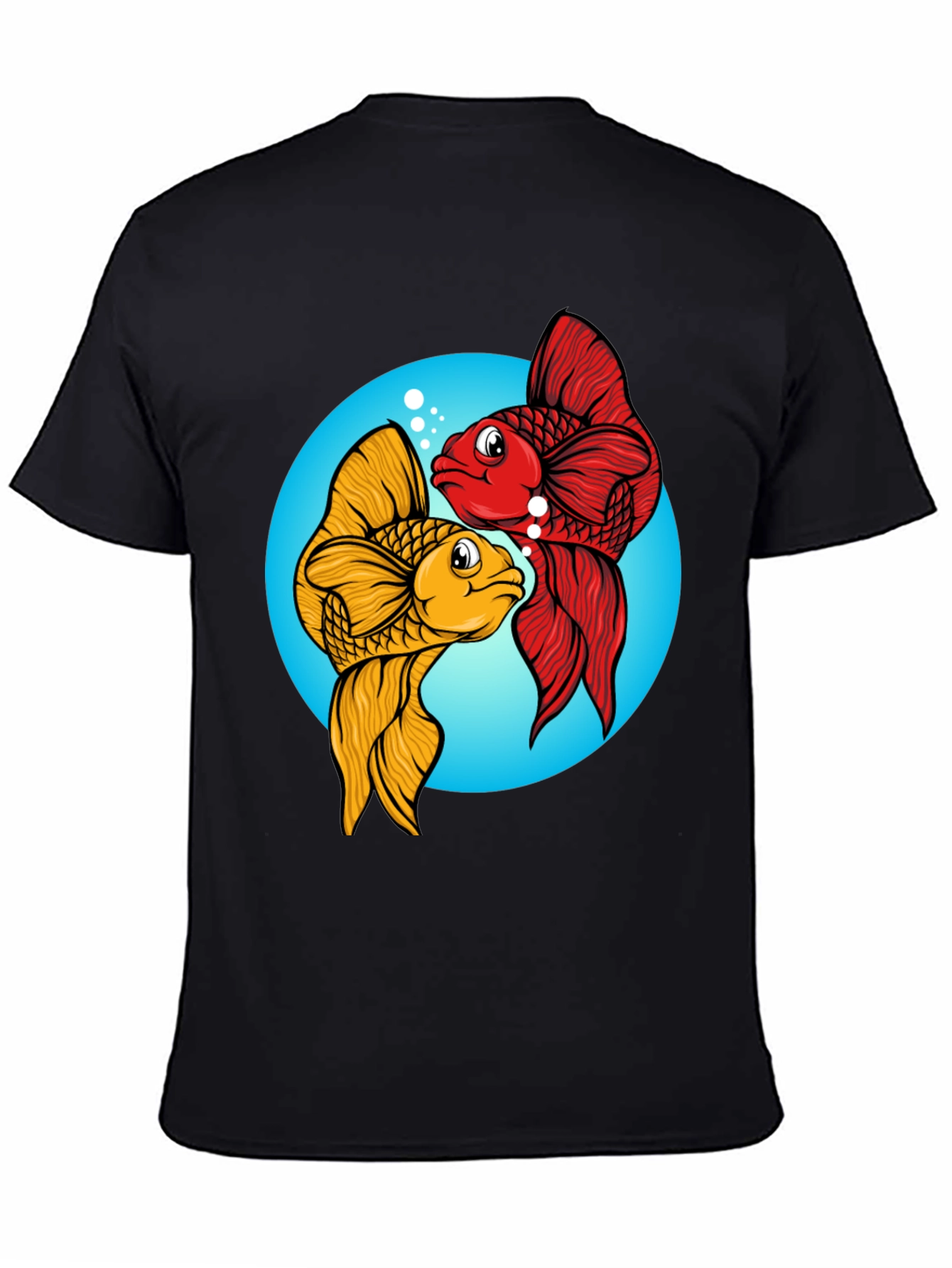 Koi Fish Graphic Tee - Black Cotton Blend