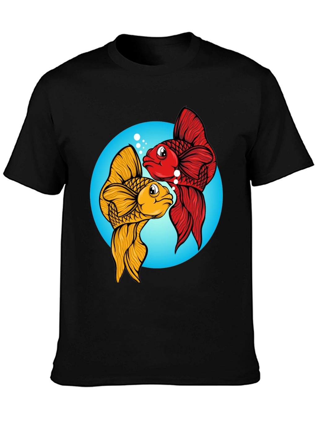 Koi Fish Graphic Tee - Black Cotton Blend