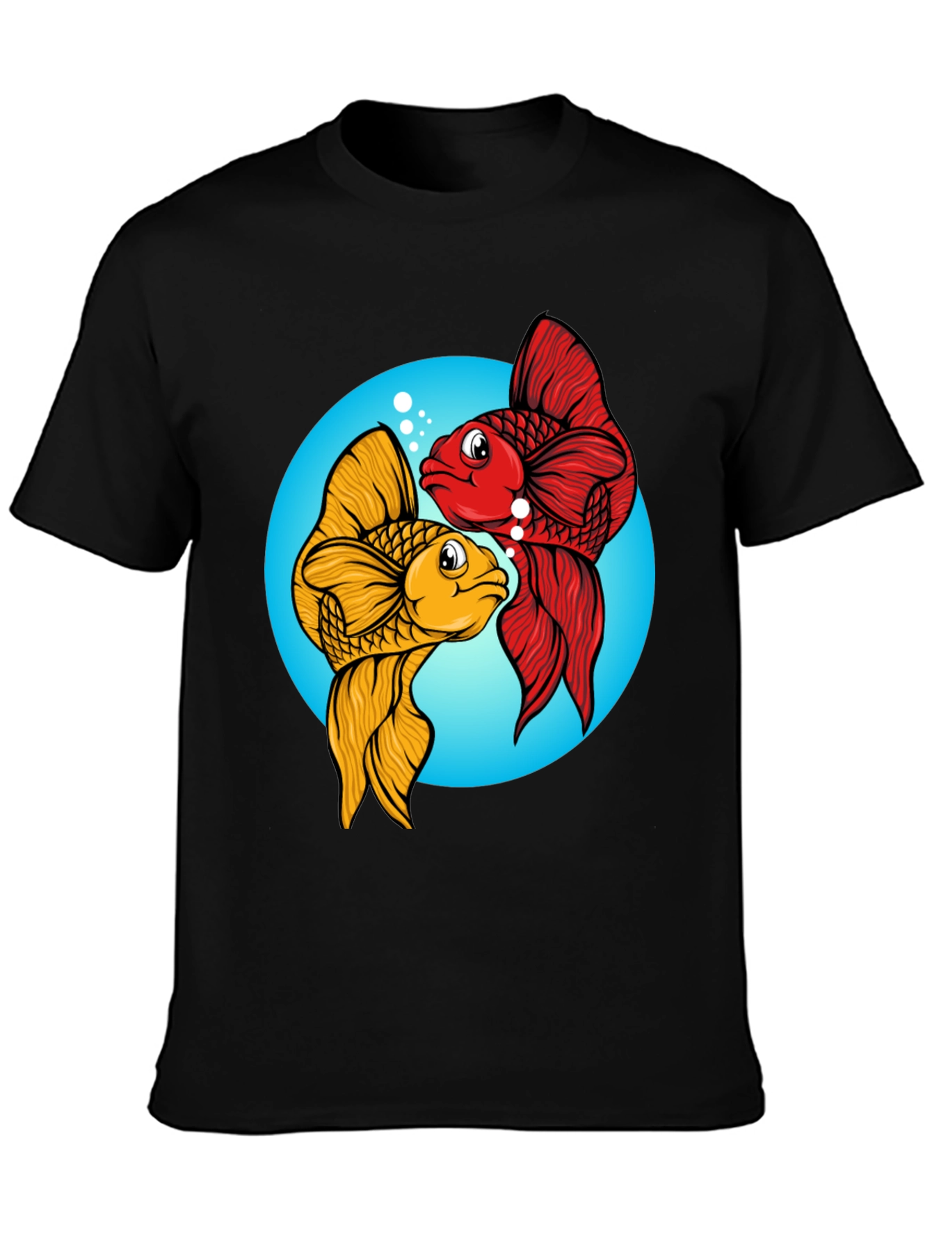 Koi Fish Graphic Tee - Black Cotton Blend