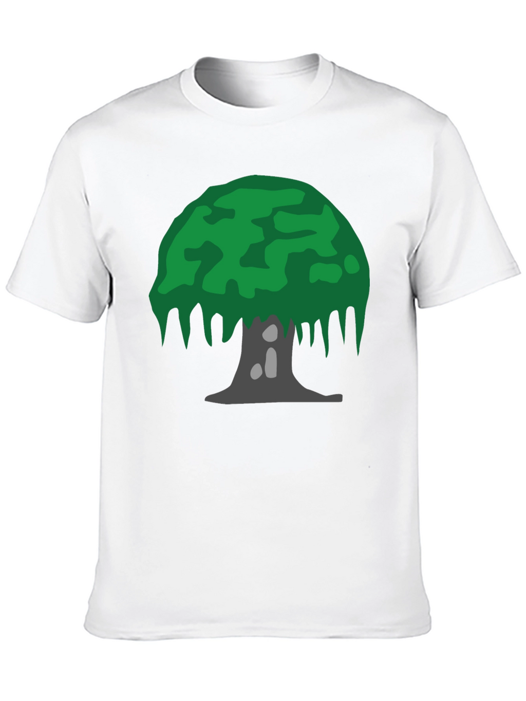 Cartoon Tree Graphic Tee - Black Cotton Blend