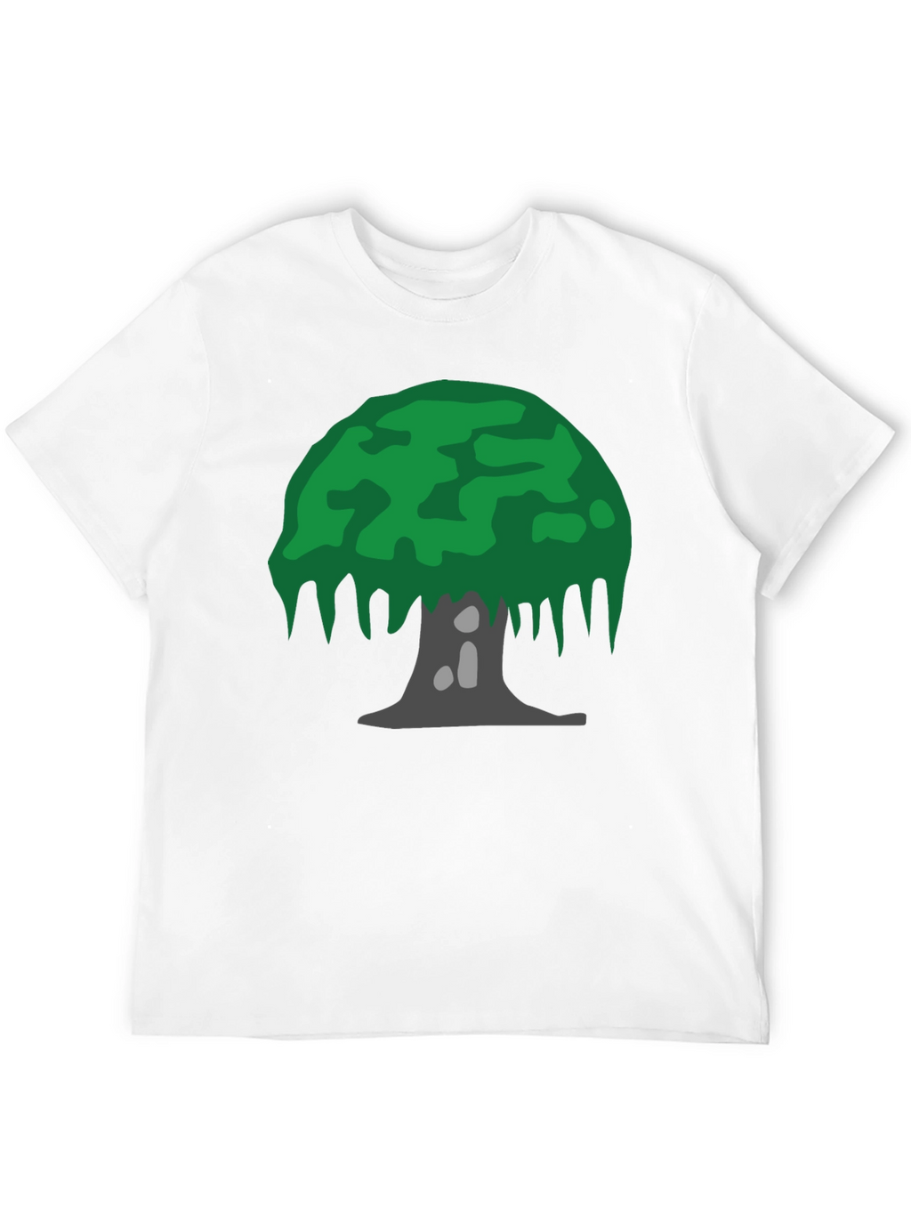 Cartoon Tree Graphic Tee - Black Cotton Blend