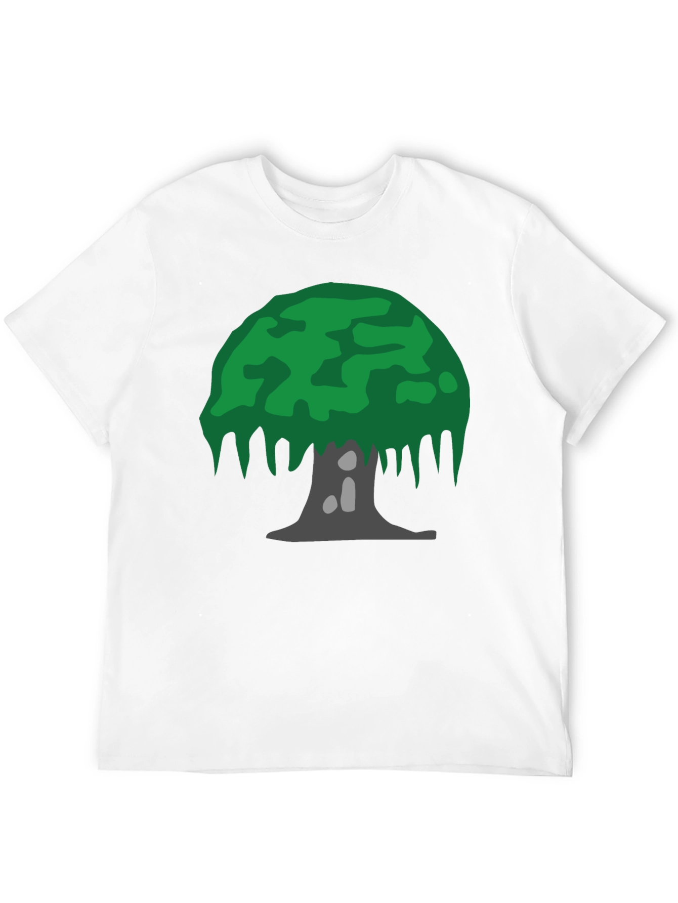 Cartoon Tree Graphic Tee - Black Cotton Blend