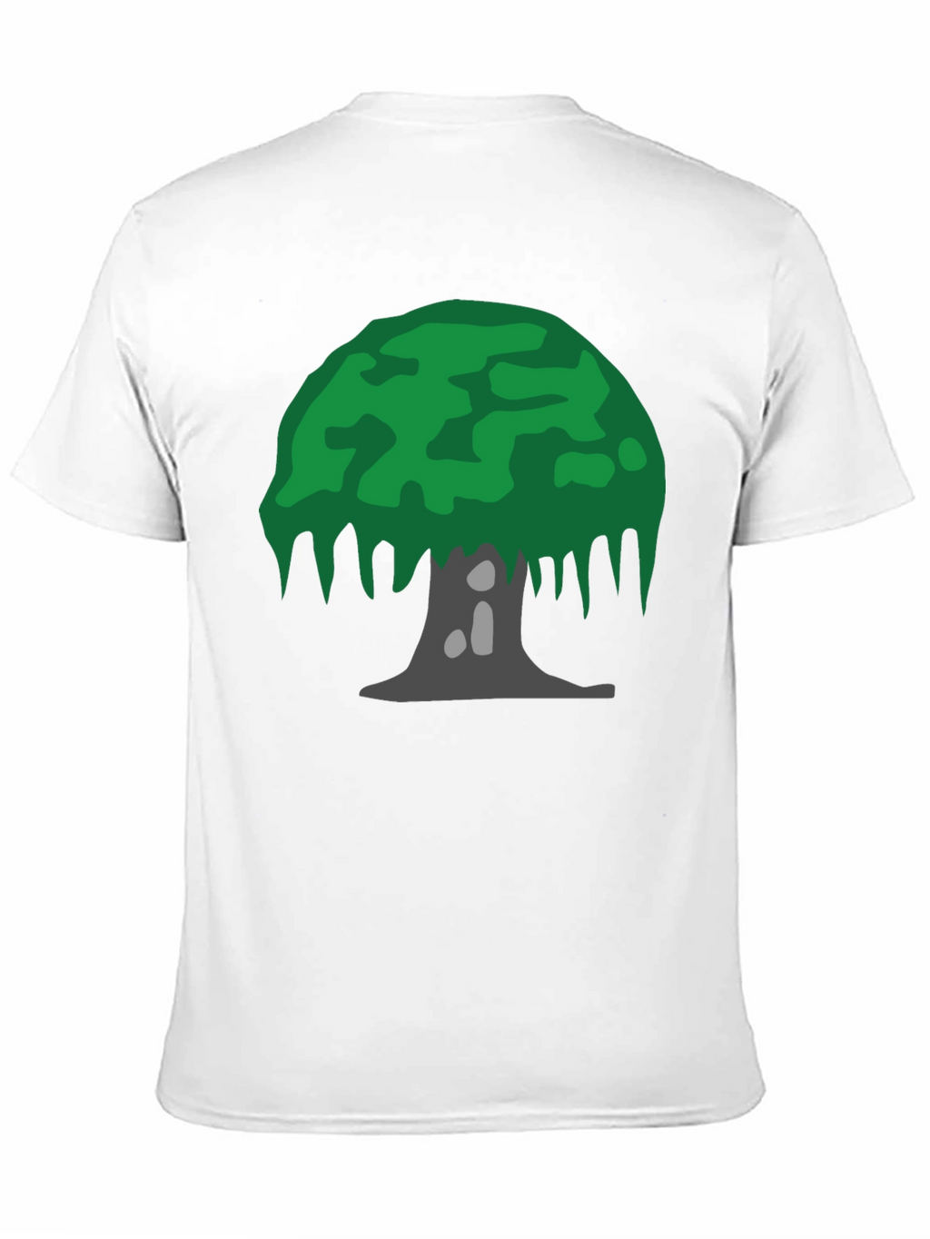 Cartoon Tree Graphic Tee - Black Cotton Blend
