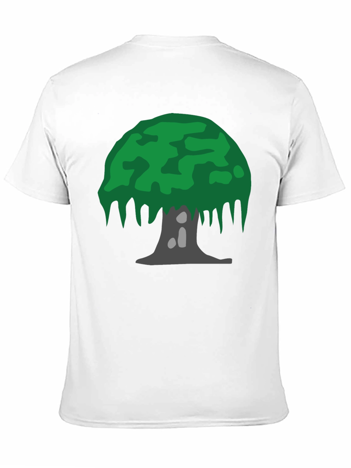 Cartoon Tree Graphic Tee - Black Cotton Blend