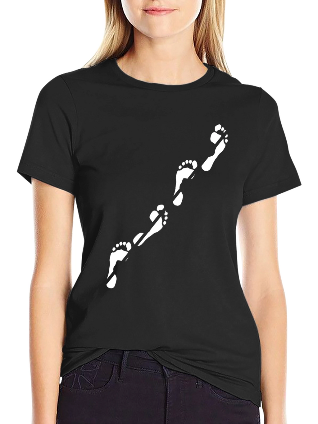 Footprint Track Graphic T-Shirt - Black