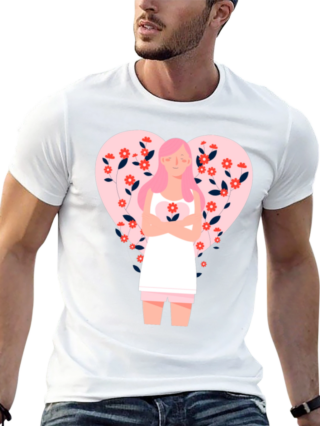 Floral Heart Valentines Day Graphic Tee