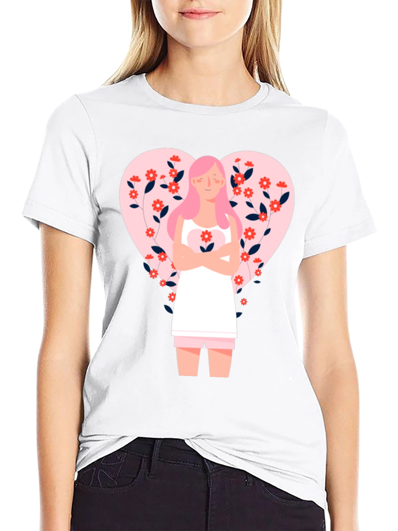 Floral Heart Valentines Day Graphic Tee