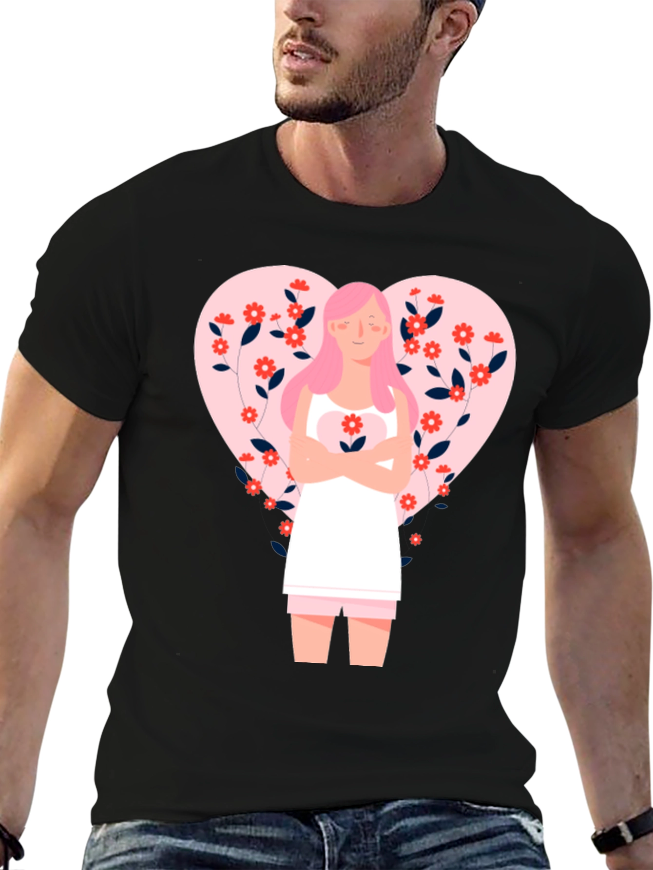 Floral Heart Valentines Day Graphic Tee