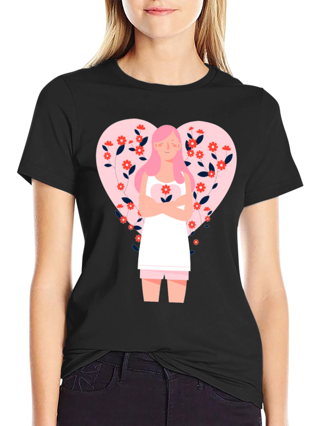 Floral Heart Valentines Day Graphic Tee