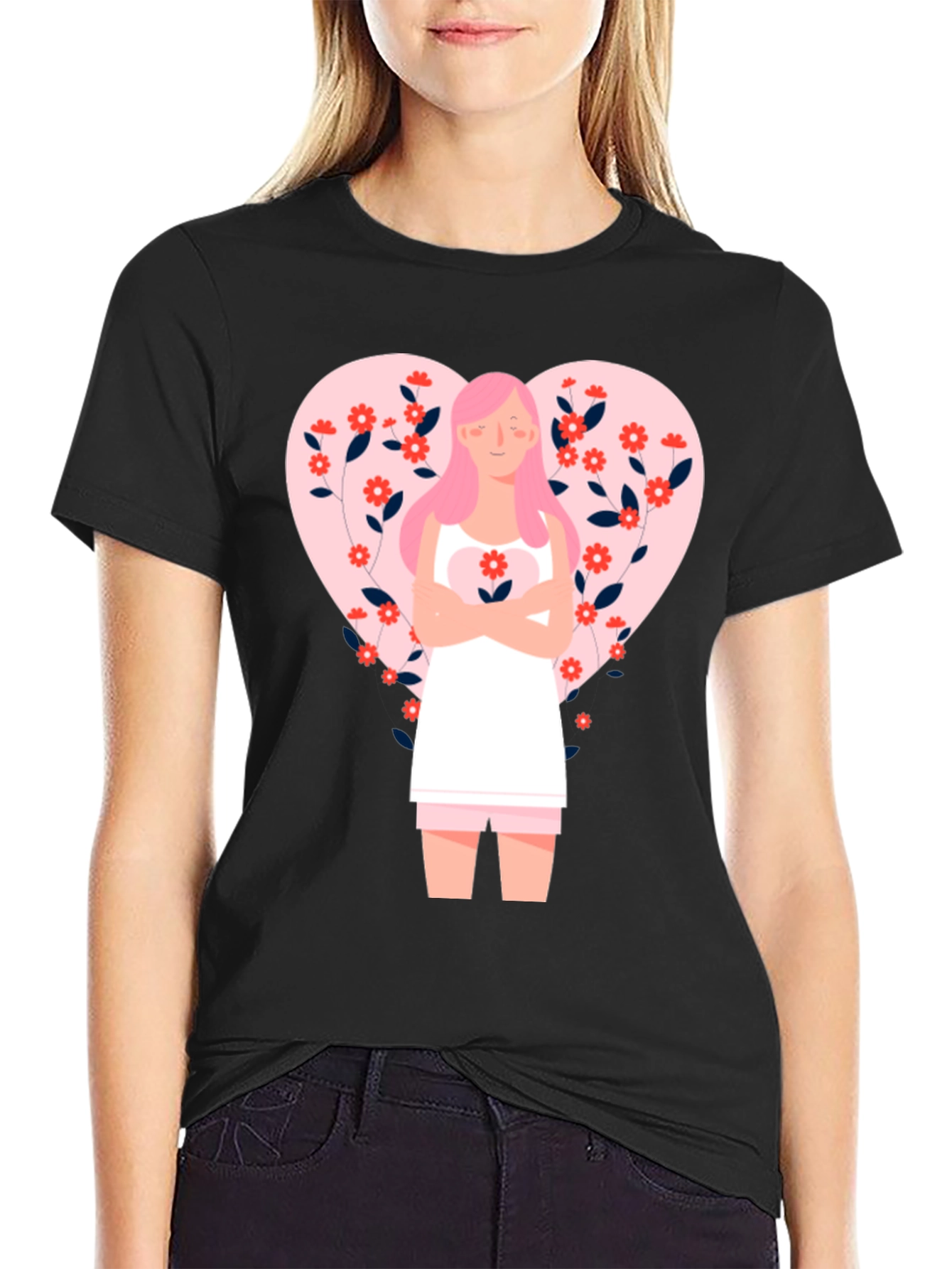 Floral Heart Valentines Day Graphic Tee