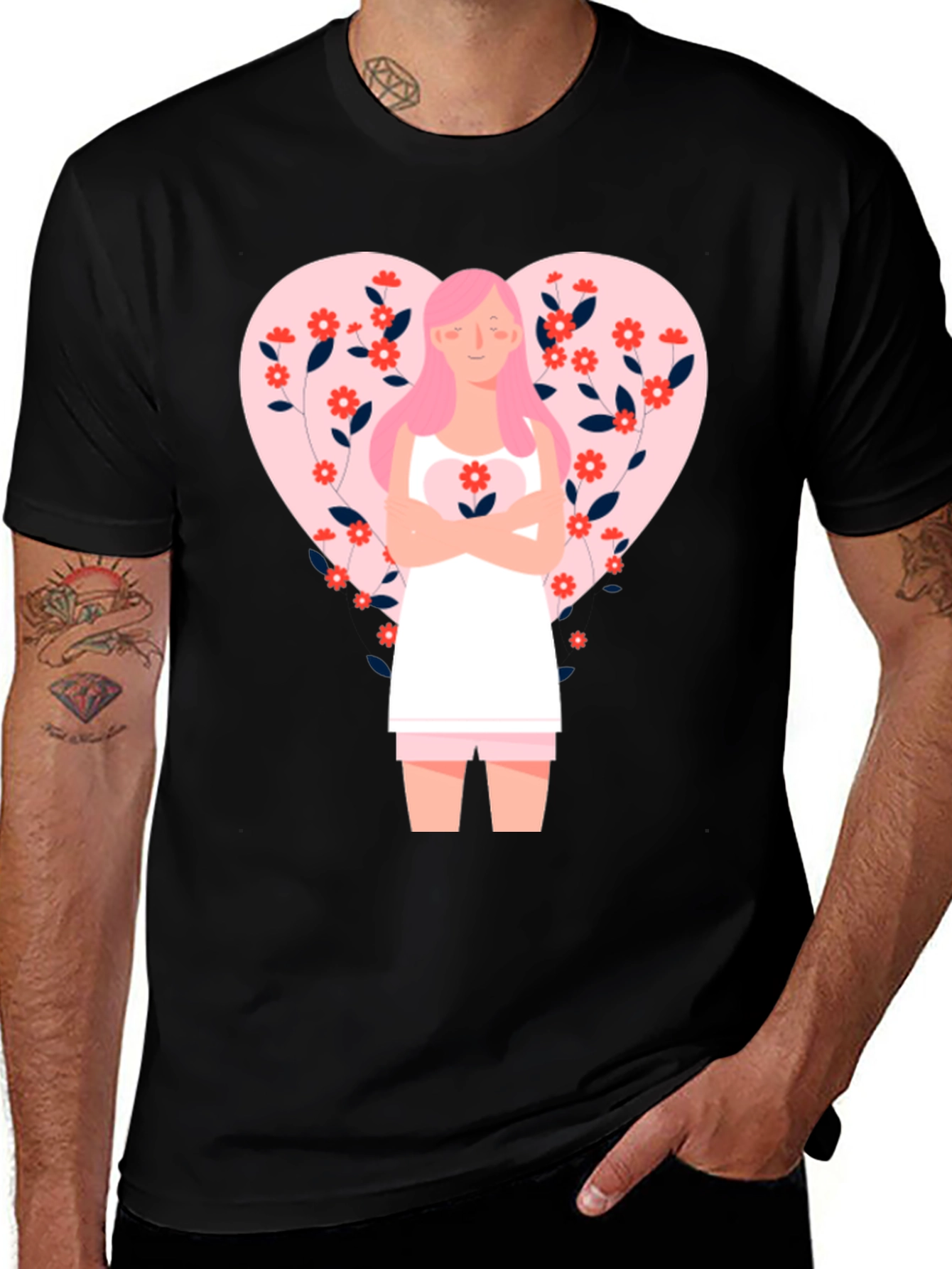 Floral Heart Valentines Day Graphic Tee