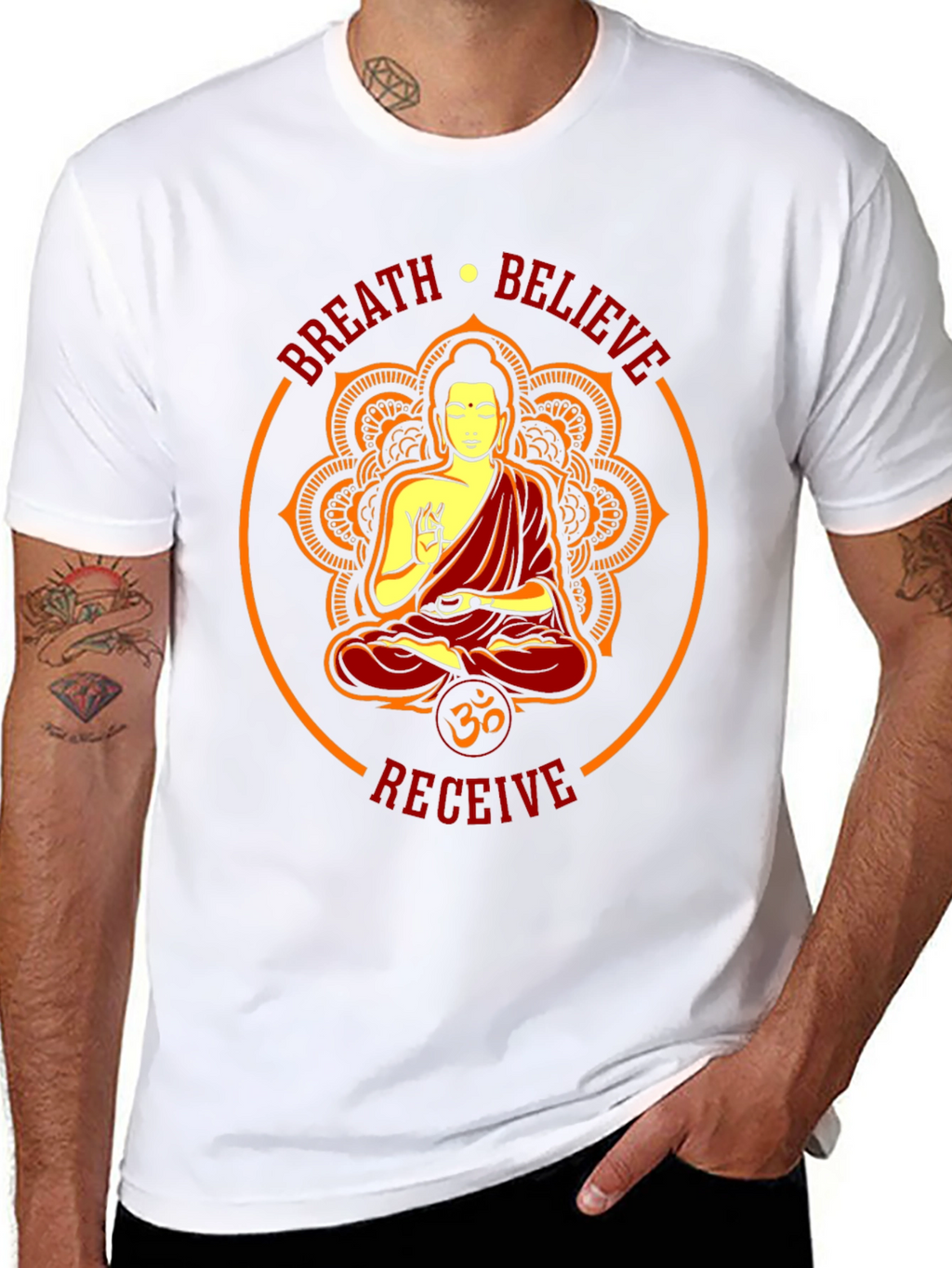 Breath Believe Receive Buddha Graphic Tee