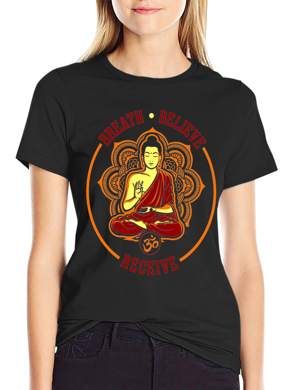 Breath Believe Receive Buddha Graphic Tee
