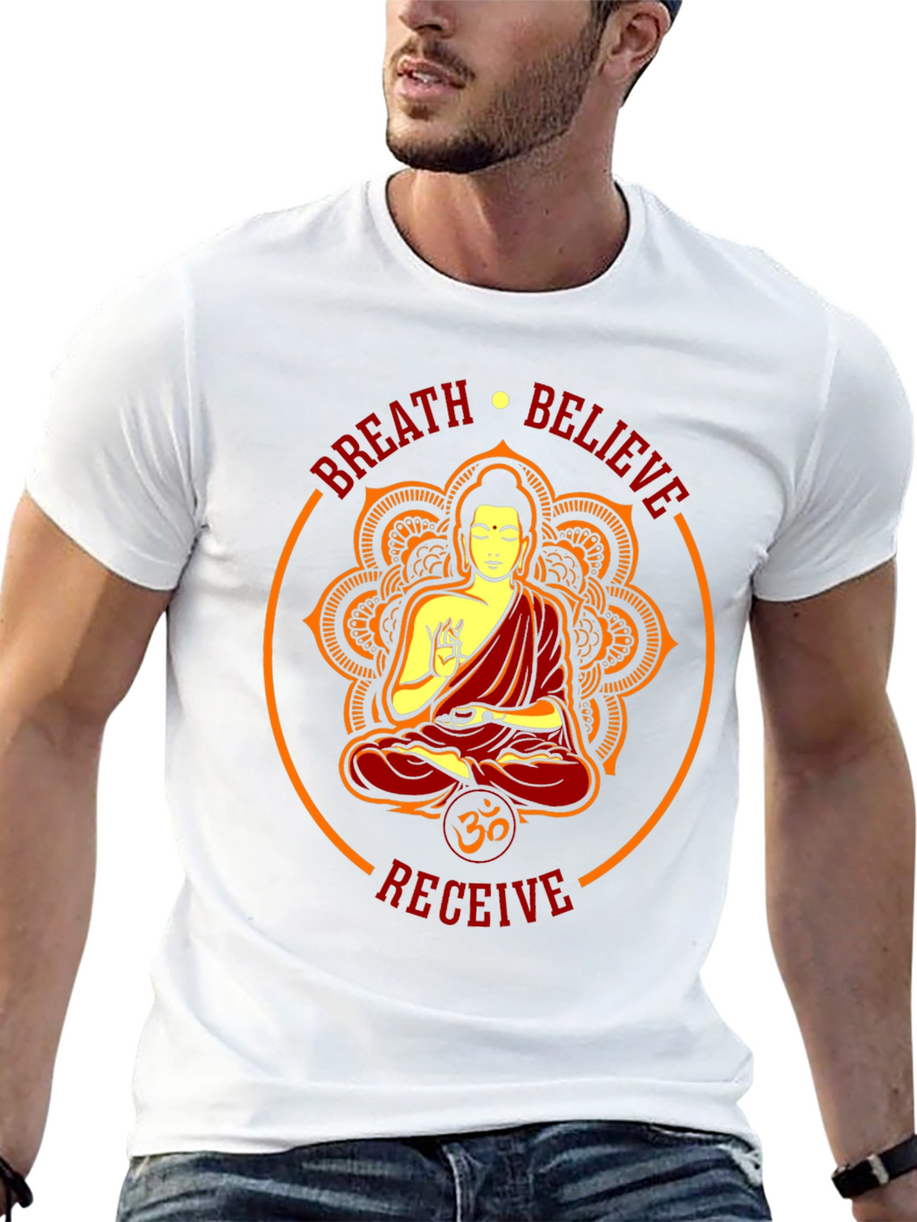 Breath Believe Receive Buddha Graphic Tee