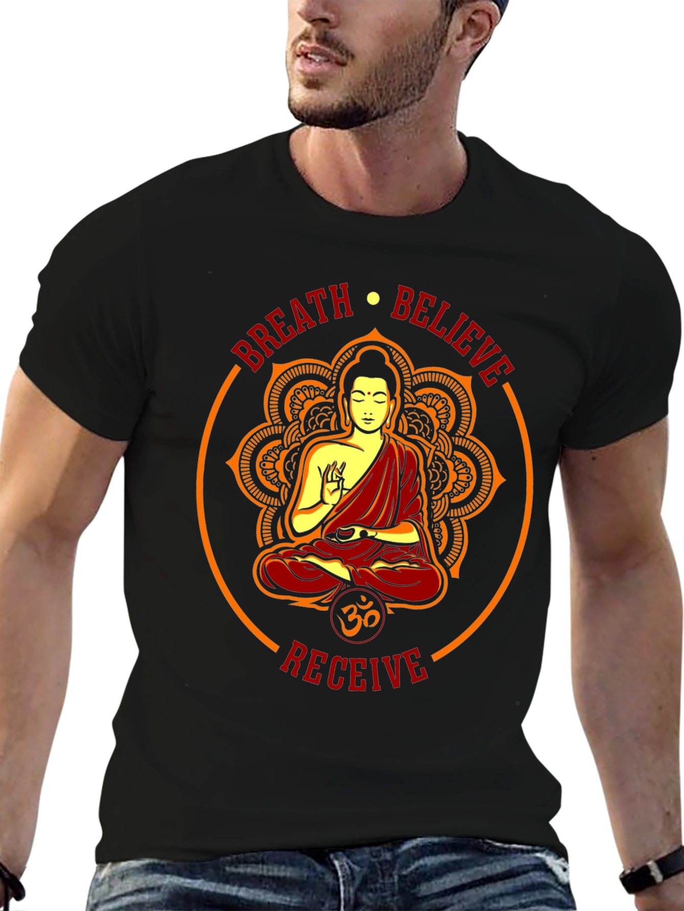 Breath Believe Receive Buddha Graphic Tee