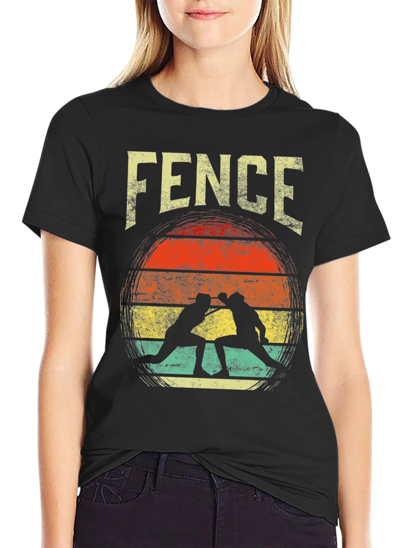 Vintage Fencing Silhouette Graphic Tee
